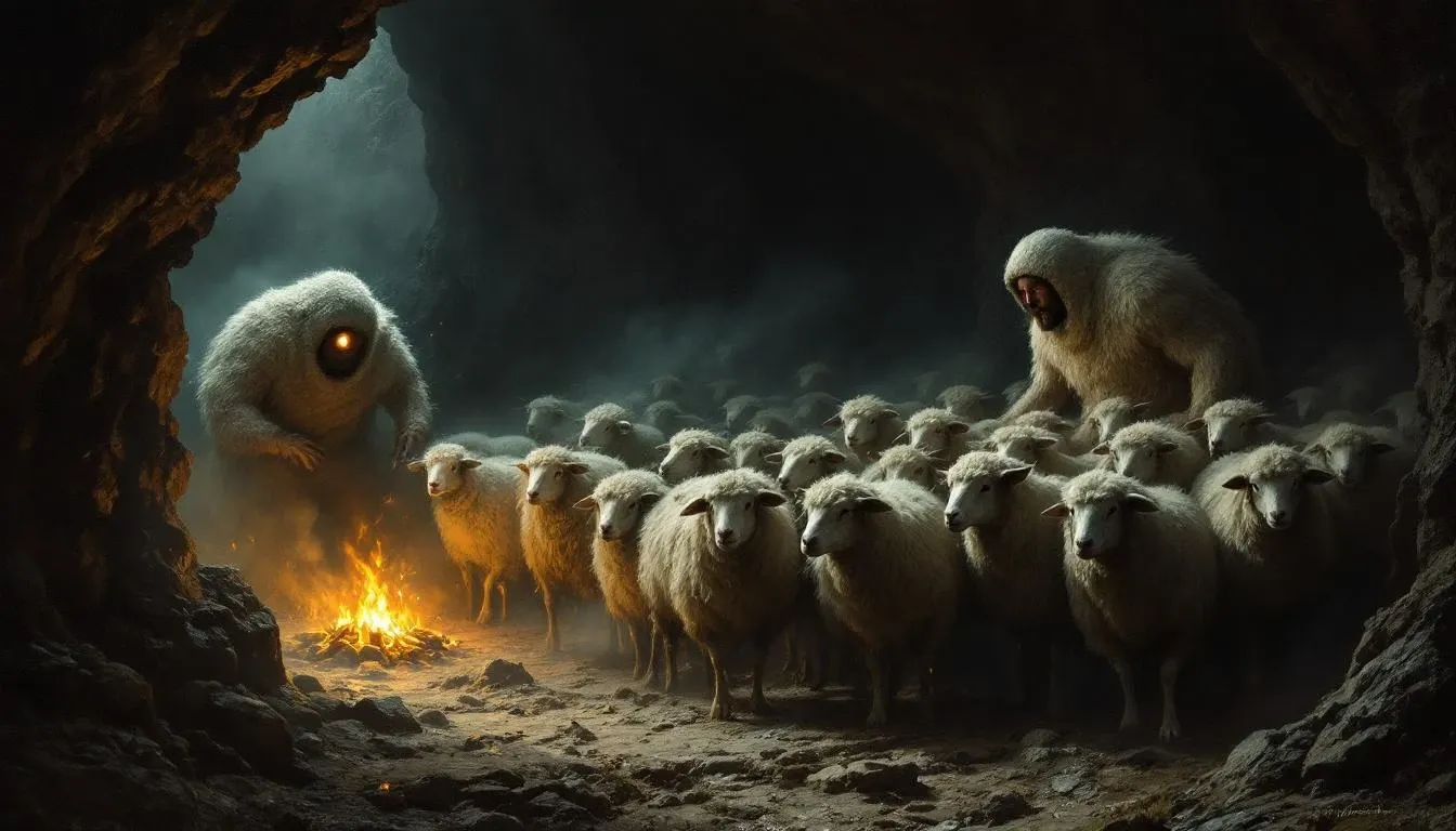 An ancient slavic village scene with a straw effigy burning at night, villagers gathered around